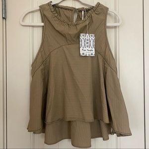 NWT Free People Carla Stripe Tank in Sage